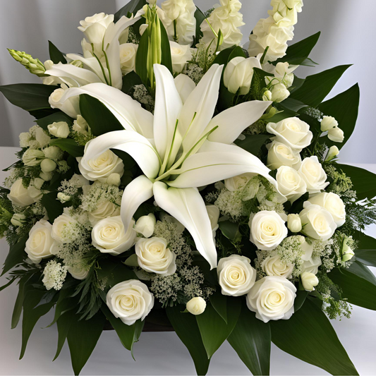 Classic White Funeral Posy Arrangement