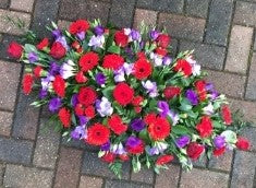 Red & Purple Funeral Coffin Spray
