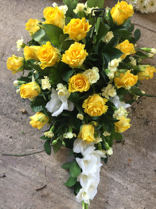 Yellow Single Teardrop Funeral Arrangement